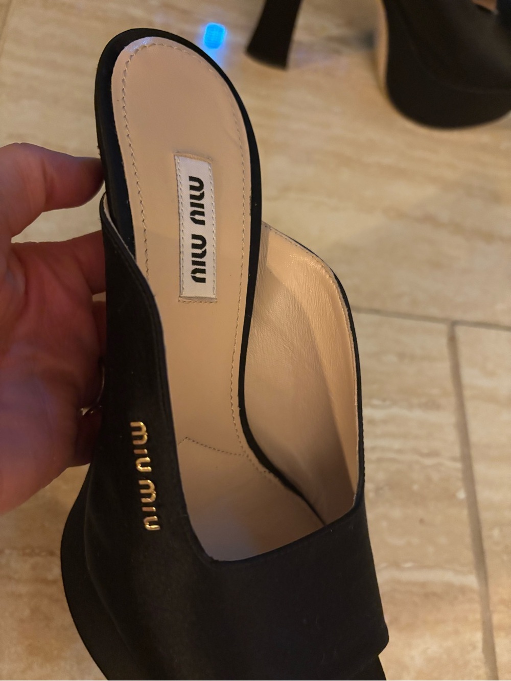 Miu Miu Black Satin Platform Mule Heels 37 - Picture 4 of 6